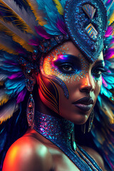 Obraz na płótnie Canvas beautiful girl in samba dancer's costume at the rio de janeiro carnival
