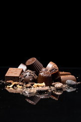 chocolates shooting in studio with solid background