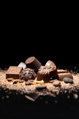 chocolates shooting in studio with solid background