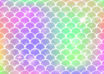 Kawaii mermaid background with princess rainbow scales pattern.