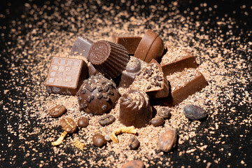 chocolates shooting in studio with solid background