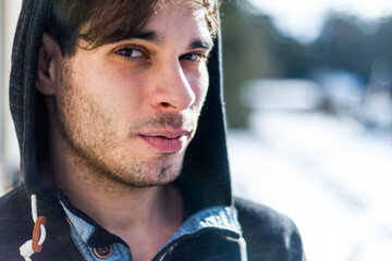 Young man wearing a hoodie