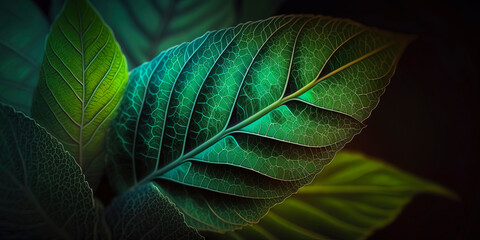 Obraz premium Leaves Leaf texture, green organic background. AI-Generated