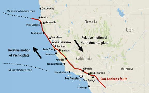 Map of the San Andreas fault in California © Dimitrios