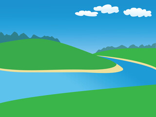 Obraz premium Landscape with the turn of the river