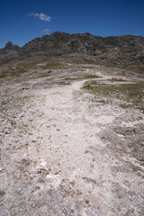 View of the hiking path in the rock massif Los Gigantes in cordoba, Argentina.