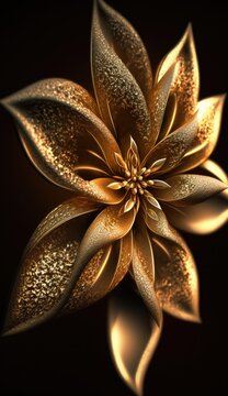 Canvas Picture Painting of Gold Flowers and Modern Abstract Wall Art,3d wallpaper for wall frames, generative ai