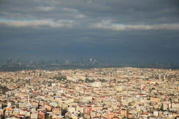 high angle view of residences buildings in Istanbul city