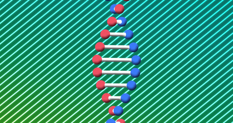 Composition of macro of dna strand on striped background
