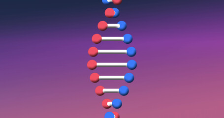 Composition of macro of dna strand on purple background