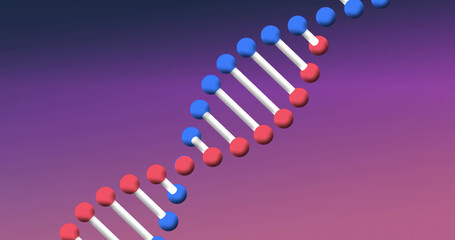 Composition of macro of dna strand on purple background