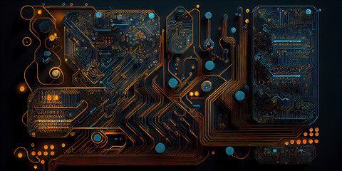 Abstract computer chip background concept. Generative AI.