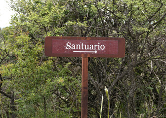 signpost in the mountains