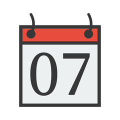 Day calendar with date 07. Date icon for Event schedule date. Meeting appointment time. Agenda plane. Simple flat calendar dates Icon.