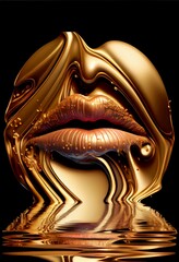 Colorful Shining liquid texture and lips illustration
generative ai