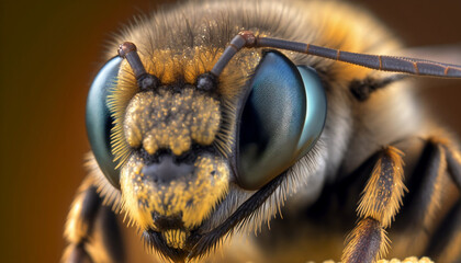 macro shot of a bee generative ai