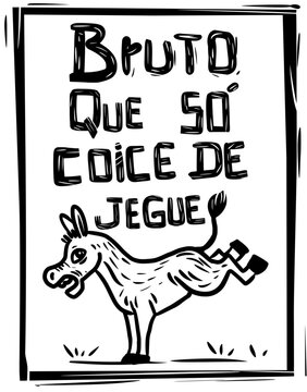 Rough like a donkey's kick (Bruto que s&oacute; coice de jegue). Funny message