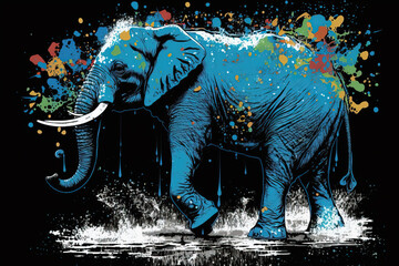 Pop-Art Style Elephant: A Colorful and Playful Piece of Art