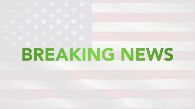 Breaking News USA Broadcast Green White Flag Loop Background 4K