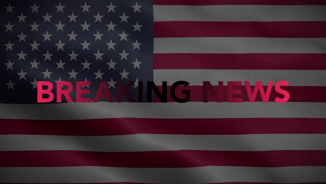 Breaking News USA Broadcast Pink Black Flag Loop Background 4K