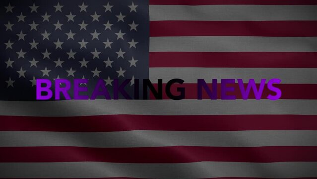 Breaking News USA Broadcast Purple Black Flag Loop Background 4K
