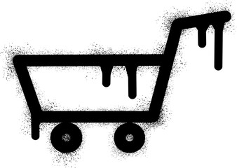 Shopping cart icon graffiti with black spray paint © anakcikal978