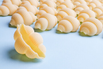 Pasta on a blue background - texture, pattern