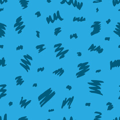 Seamless pattern with blue doodle.