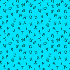 Blue seamless alphabet endless pattern.