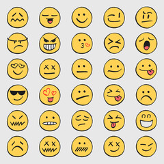 Big set  cartoonish emoticons, in flat design style.