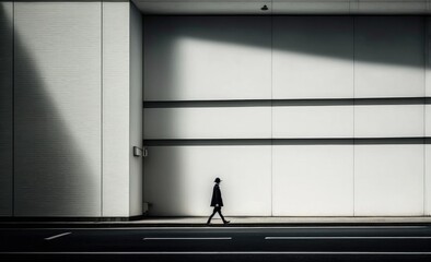 Silhouette of a person walking. Generative ai composite