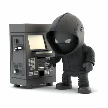 3d render of a robot with a laptop
