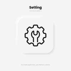 Setting icon. Tools, cog, gear sign isolated on white background. Help options account concept. Trendy flat style element for graphic design. Icons for adjustment, gauge, tune, test.