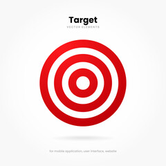 Red aim, arrow, idea, perfect hit, winner, target, goal, success, pin icon symbol sign. Gun sight, purpose icon. Target icon. Aim symbol for UI UX websites mobile app.