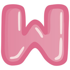 Letter W Pink Bold Alphabet Font Doodle Drawing Vector Art