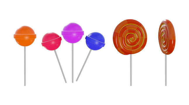 3d rendering lollipop candy perspective view