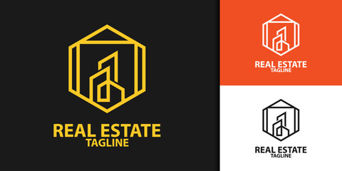 collection of building architecture sets, real estate logo design line art style