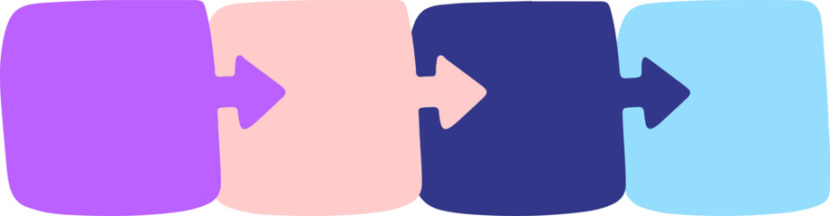 Bright and colorful four-point flow chart illustration