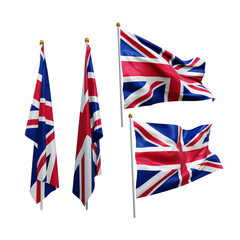 3d rendering united kingdom flag fluttering and no fluttering