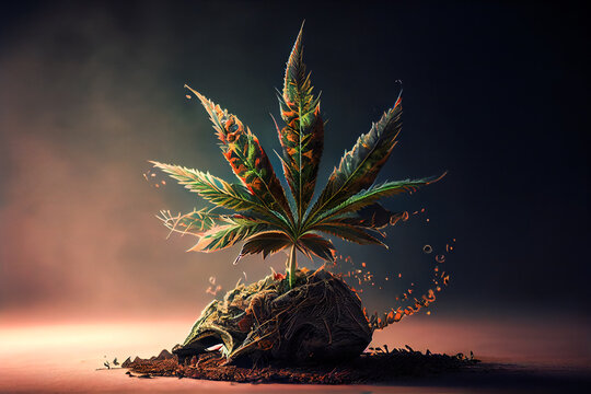  Modern Cannabis Artwork Poster.  Abstract Cannabis Concept .Generative AI