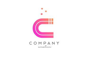 C pink alphabet letter logo with lines and dots. Corporate creative template design for business and company