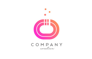 O pink alphabet letter logo with lines and dots. Corporate creative template design for business and company