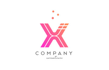 X pink alphabet letter logo with lines and dots. Corporate creative template design for business and company