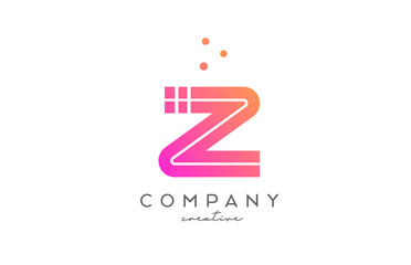 Z pink alphabet letter logo with lines and dots. Corporate creative template design for business and company