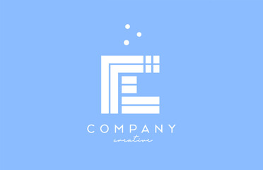 E blue white alphabet letter logo with lines and dots. Corporate creative template design for company and business