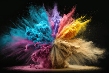 Colorful explosion powder background, Generative AI 