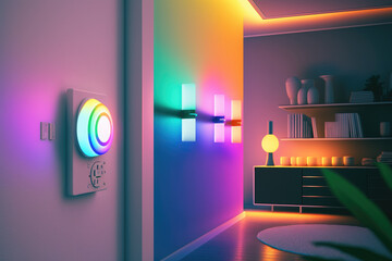 Modern home interior lighting concept, Generative AI 