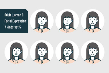 私服の女性のバストショット7点セットNo.5