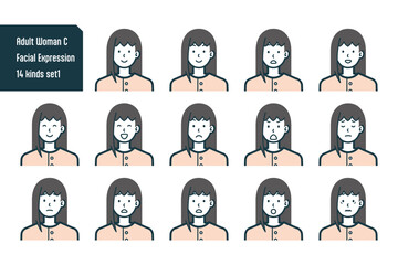 私服の女性のバストショット14点セットNo.1