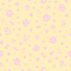 Ditsy seamless pattern. Cute floral textile print. Hand drawn botanical background. Two colored sustainability surface design